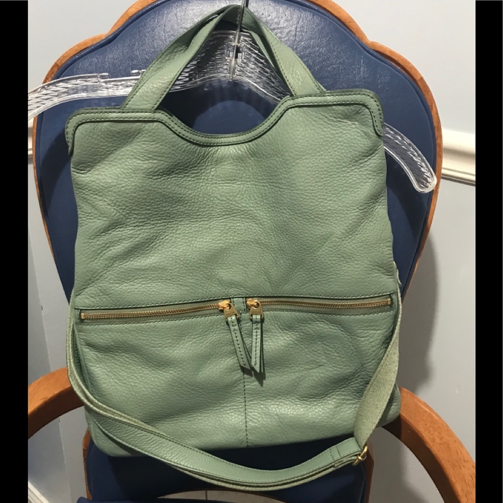 🎉Host Pick🎉Fossil mint leather Erin fold-over tote/crossbody